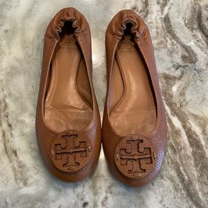 Tory Burch Brown Leather Ballet Flats Size 9